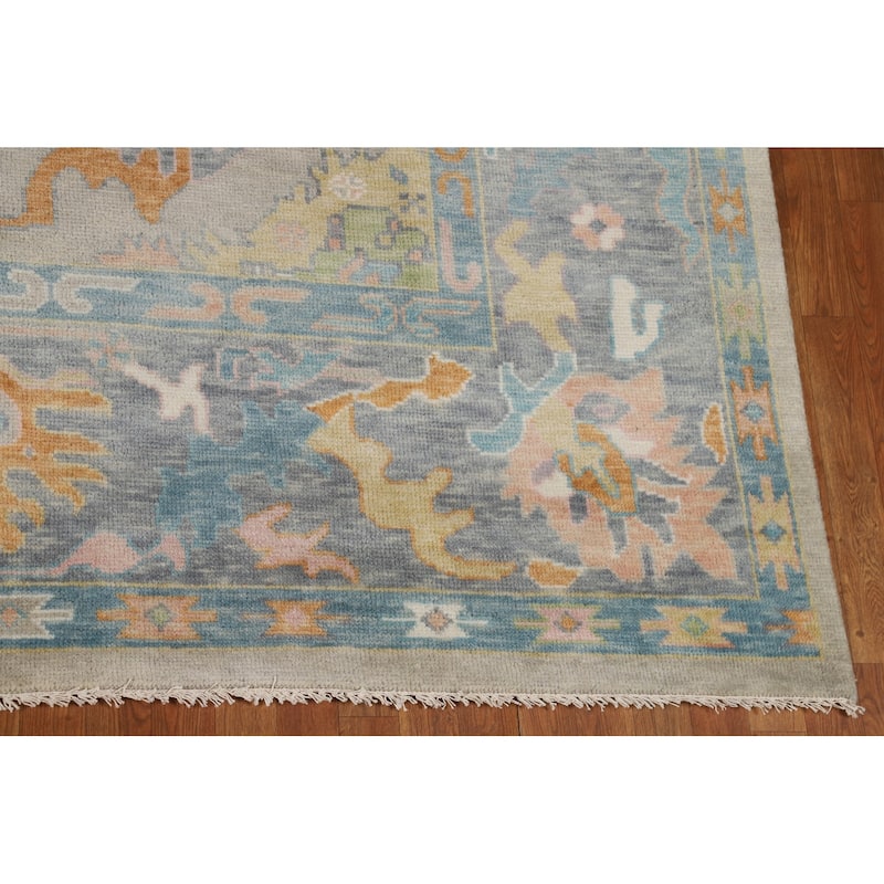 Transitional Oushak Area Rug Handmade Bedroom Wool Carpet - 9'1"x 12'0"