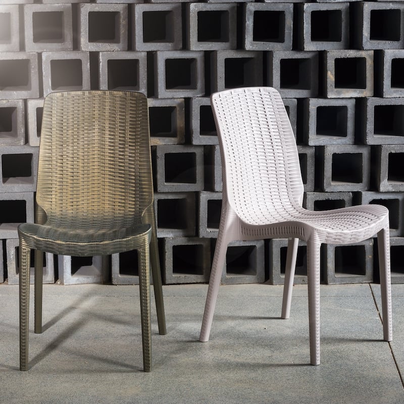 Rue Resin Stackable All-Weather Patio Dining Chairs, Set of 4