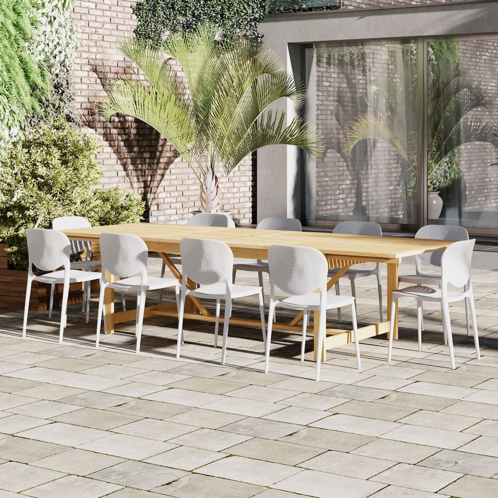 Amazonia Sunset Resin/ Eucalyptus 11-piece Outdoor Extendable Dining Set