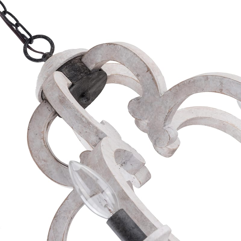 French Vintage Style Francisville Chandelier with Washed White finish - 24