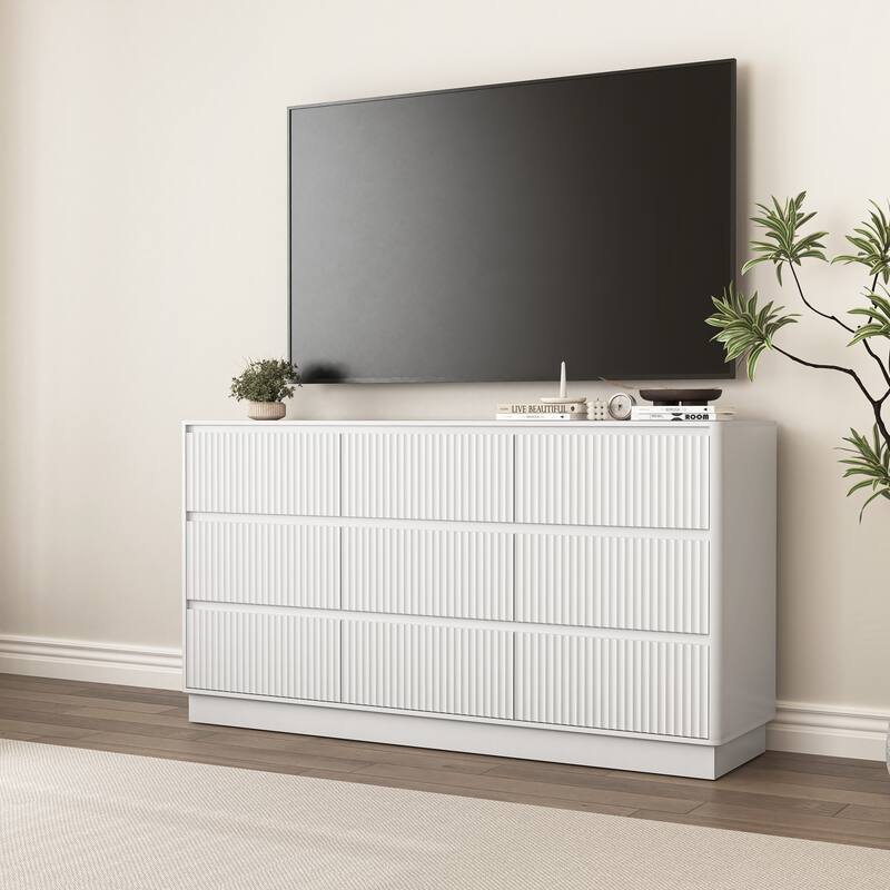 Large Floor Chest of Drawers 9 Drawer Dresser for Bedroom, Freestanding Storage Cabinet Side Table TV Stand