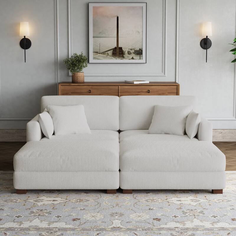 Sectional Sofa Set Modular Couch with Ottomans