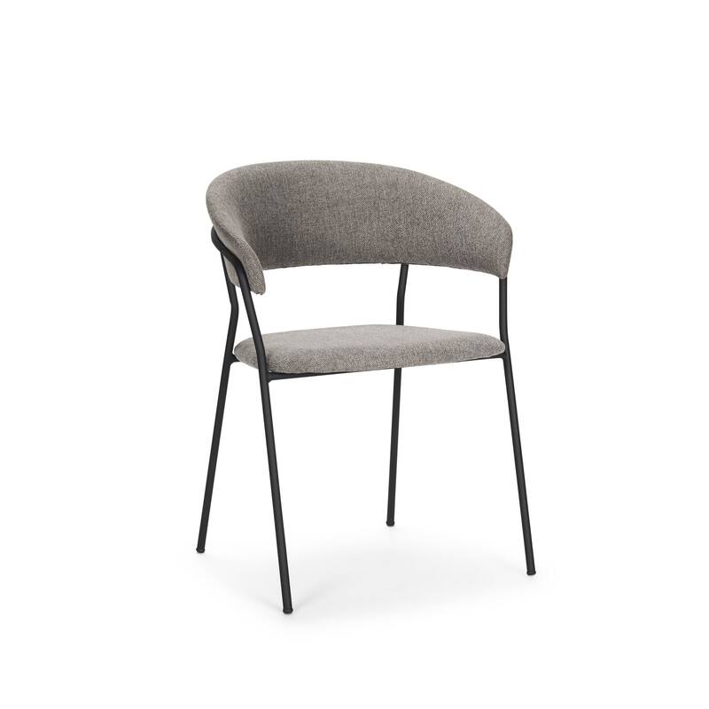 HomeRoots Gray and Black Fabric and Wood Open Back Dining Arm Chair - 22.75 in. x 31.00 in. x 20.50 in.