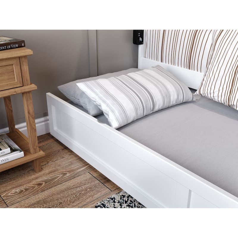 Warren Solid Wood Platform Bed with Footboard and Twin XL Trundle