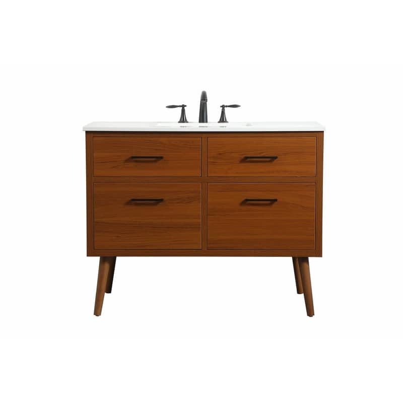 Elegant Lighting VF41042M Boise 42" Free Standing Single Basin Vanity - Teak - Wood Finish