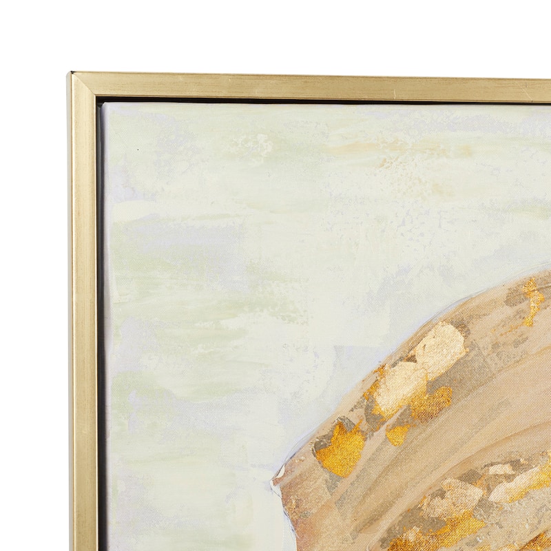Canvas Elephant Framed Wall Art with Gold Frame - Brown - Roche River Decor