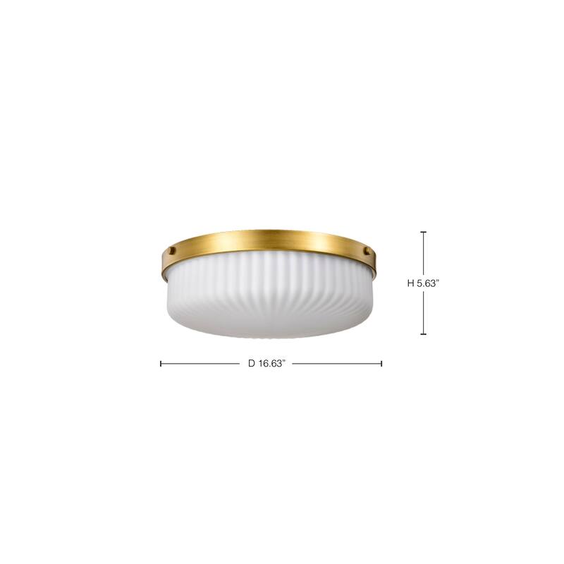 Solara Flush Mount Natural Brass Finish Frosted Ribbed Glass - Natural Brass