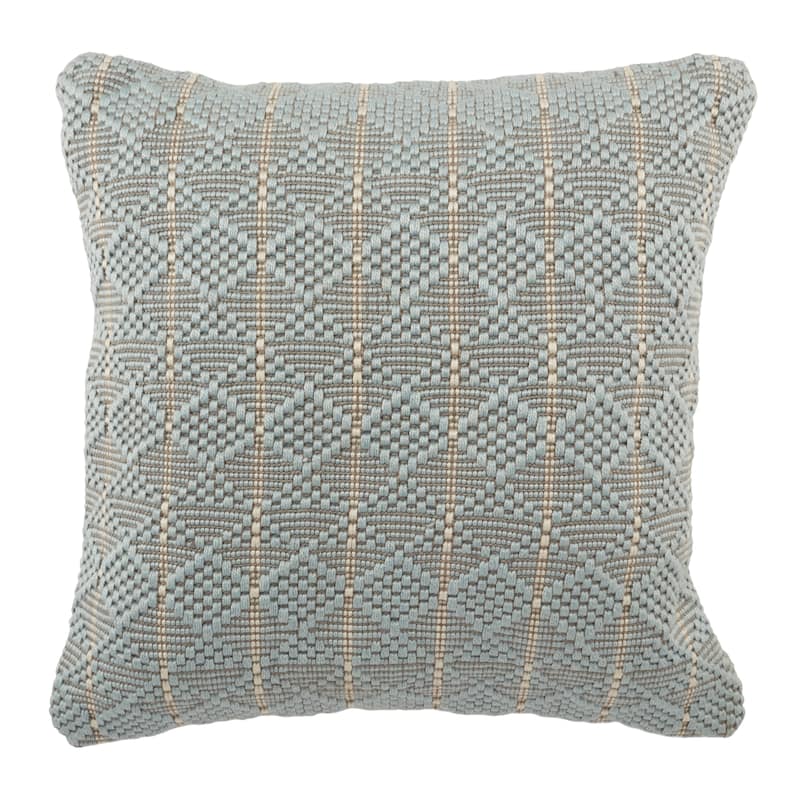 Lindy Indoor/ Outdoor Geometric Pillow - 22"X22" Polyester Fill - Polyester - Light Blue/Gray
