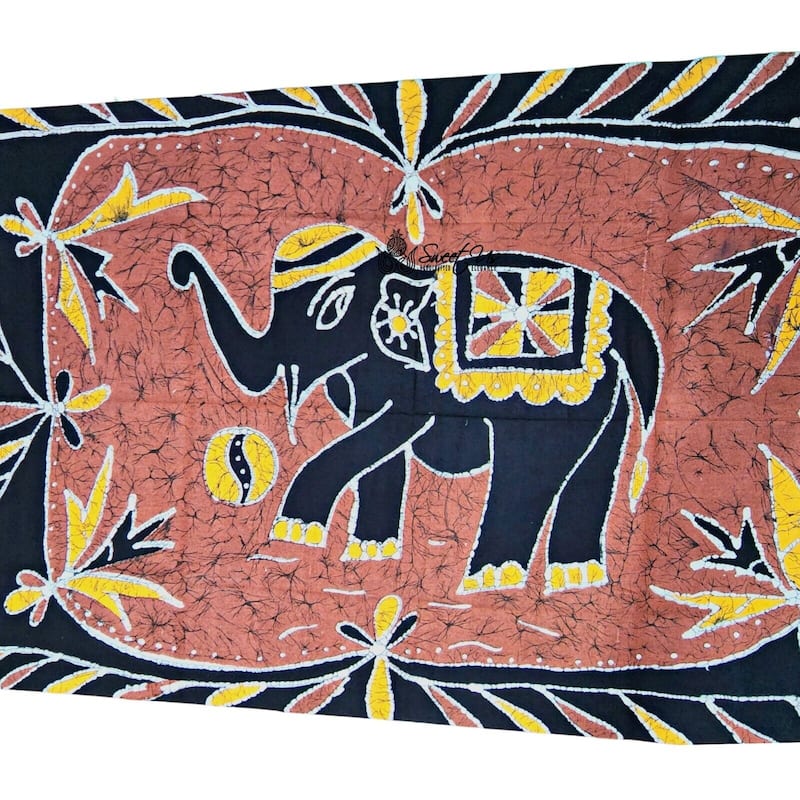 Cotton Lucky Elephant Batik Print Tablecloth Rectangle