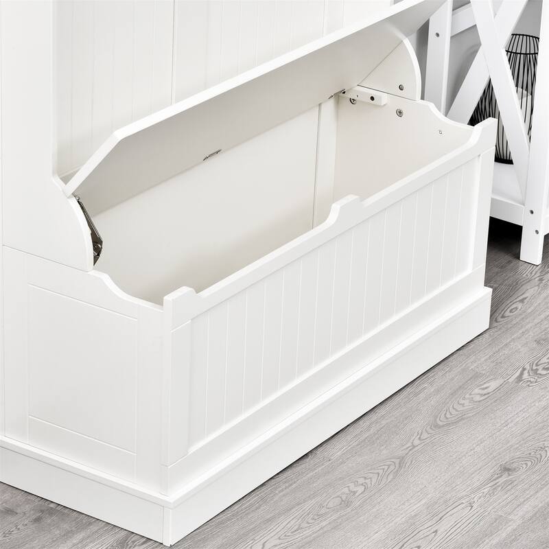 38" 3-In-1 Entryway Hall Tree with Storage Bench