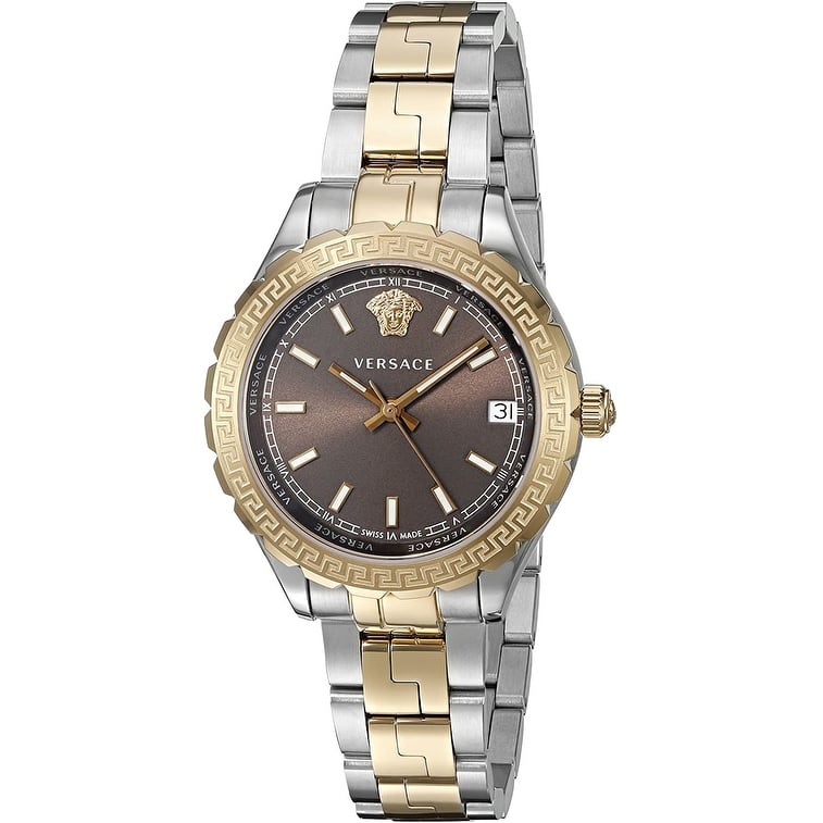 Versace Women's Hellenyium 35mm Brown Dial Stainless Steel Quartz Watch - Two-Tone - One Size
