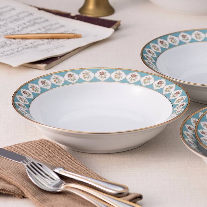 Lodi's Morning Set of 4 Rim Dinner Bowls, 10", 25 oz.