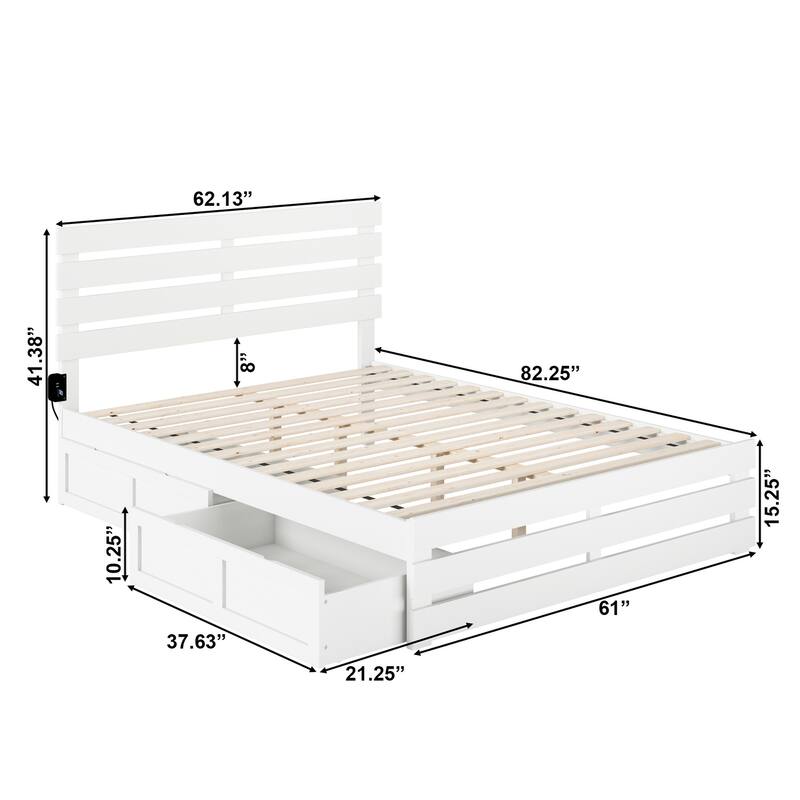 Oxford Bed with Footboard and USB Turbo Charger and 2 Storage Drawers