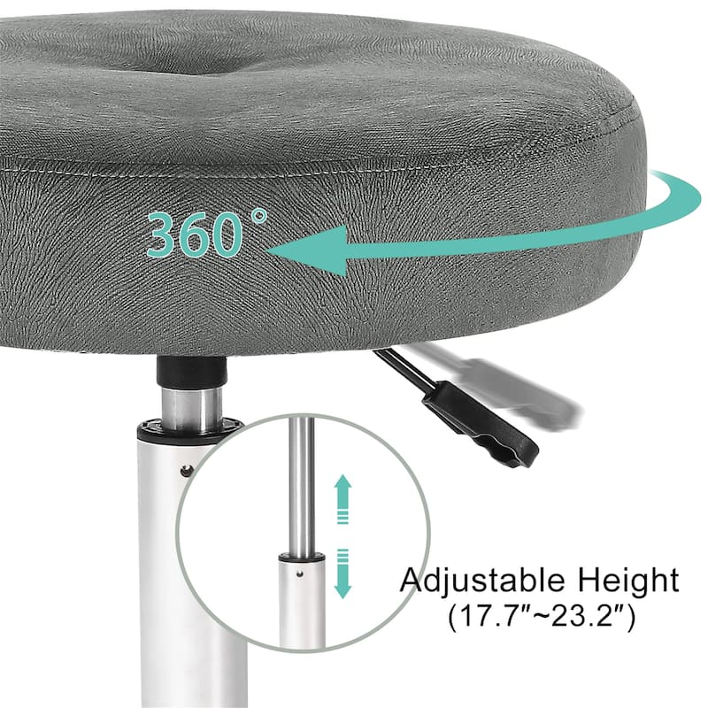 Adeco Makeup Vanity Stool Chair Round Ottoman Swivel Adjustable