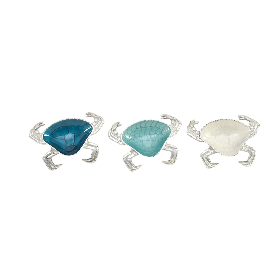 Aluminum Metal Crab Serving Bowl with Enamel Interior - Set of 3 Multi Colored - Roche River Decor