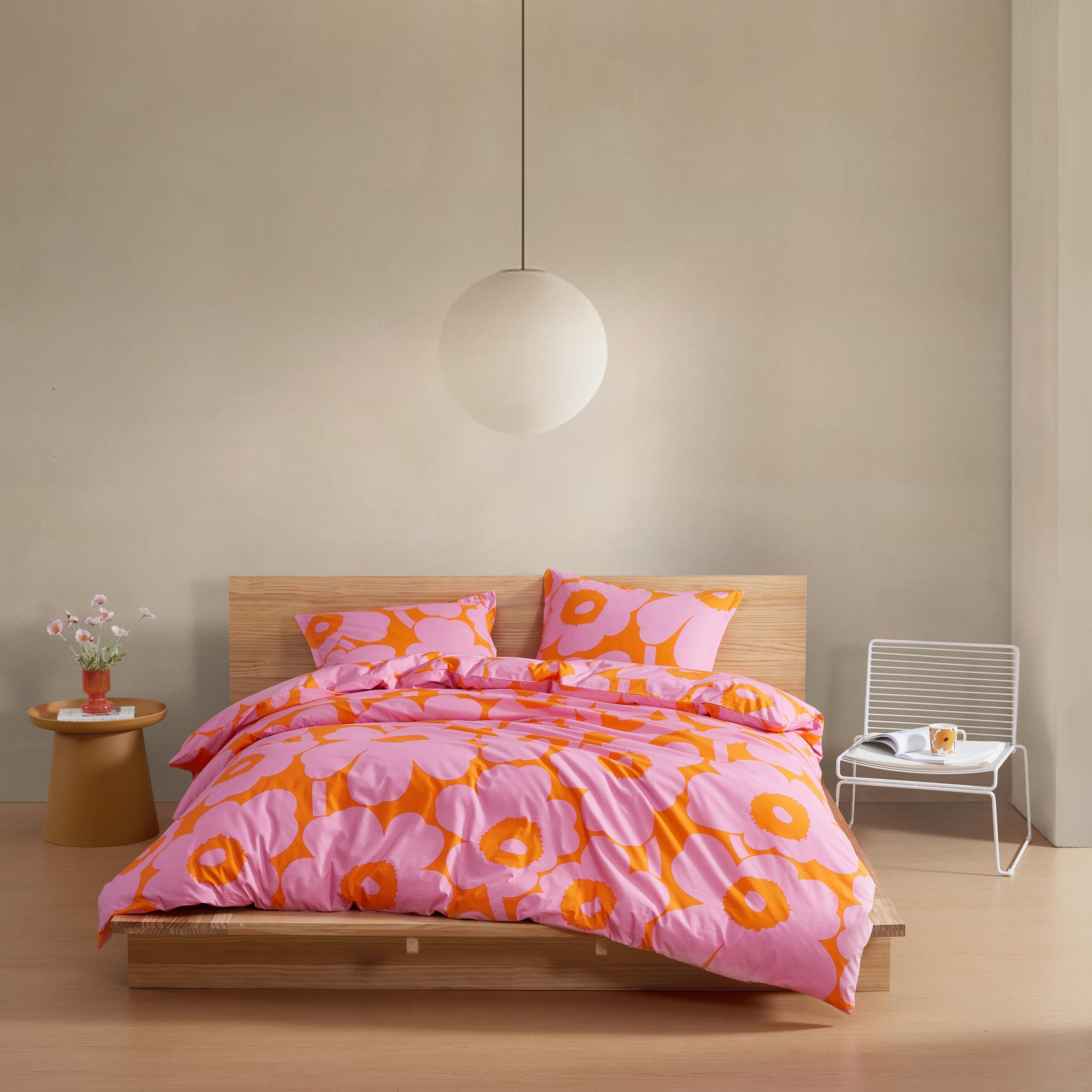 Marimekko Unikko 掛け布団カバー ピンク Marimekko-Unikko-Pink-Cotton-