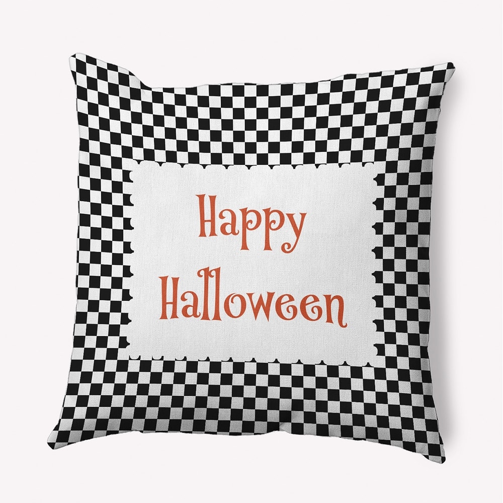 Halloween Happy Halloween Checks Accent Pillow