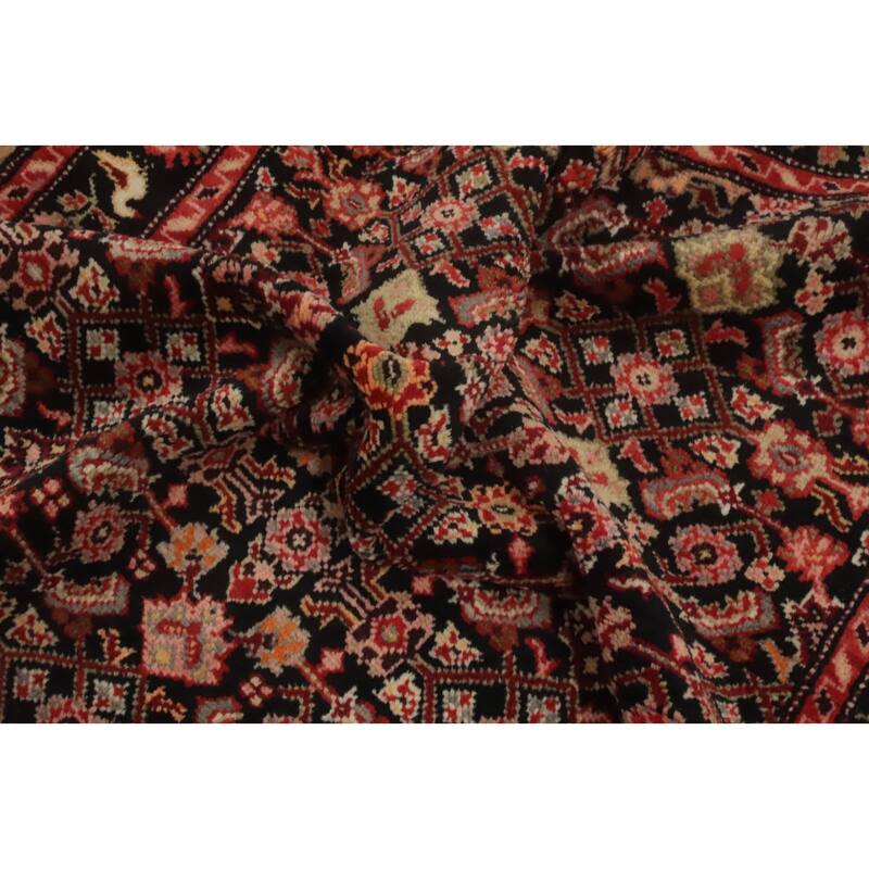 Hand Knotted Oriental 100% Wool Carpet Traditional Geometric Black Karabagh Runner Rug - 16' 3'' X 3' 7''