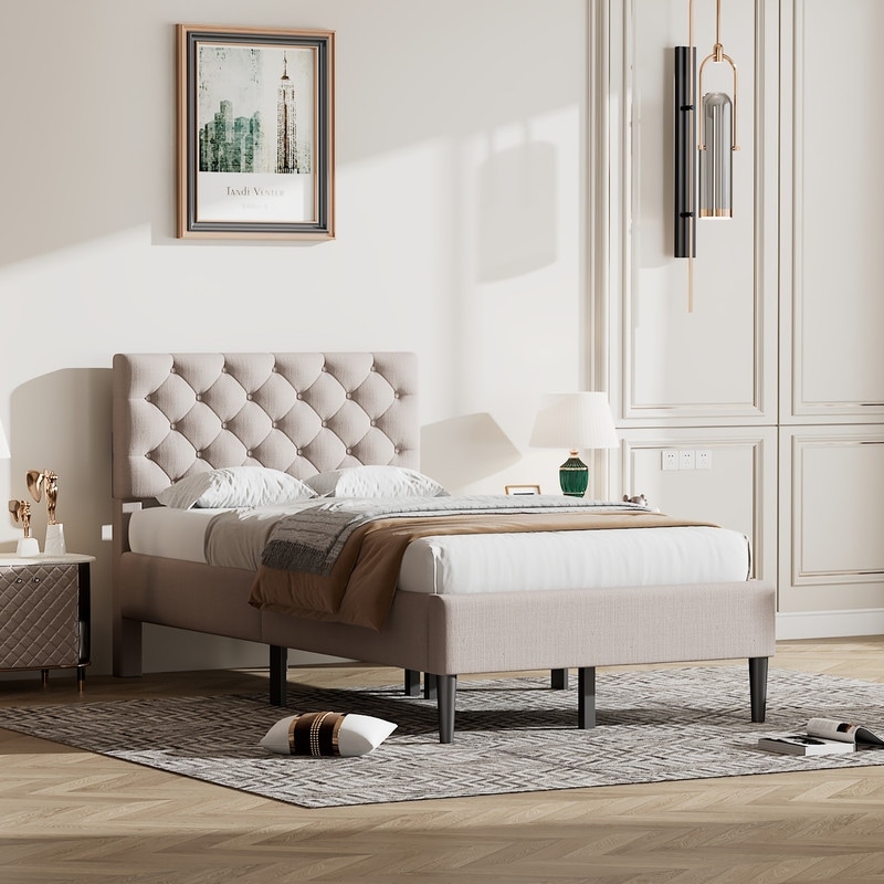 Twin size new arrivals upholstered platform bed