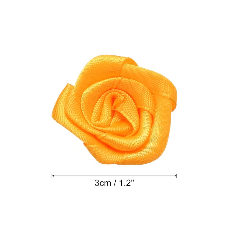 50pcs 3cm Ribbon Roses for Crafts Artificial Fabric Flowers - Orange