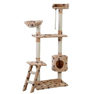 Shop 60 Cat Tree Tower Kitten Hammock Condo Beige Paws Free