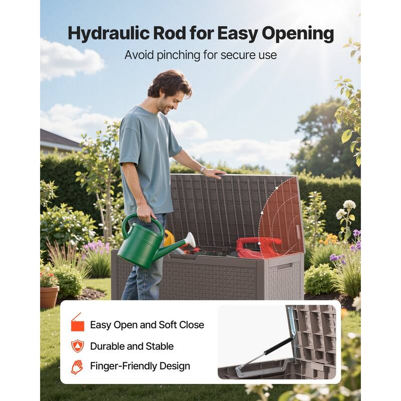100-Gallon Outdoor Storage Box for Garden Tools and Pool Items - 48.58 x 21.46 x 24.50 in