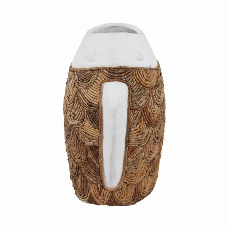 Pottery Terracotta Decorative Vase with Woven Banana Fiber Detailing