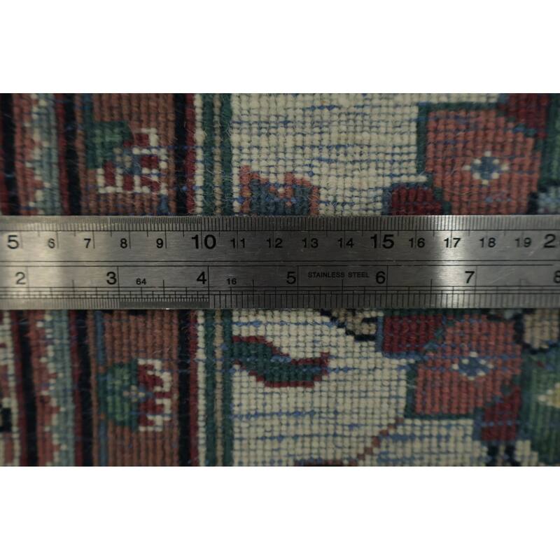 Hand Knotted Oriental 100% Wool Carpet Traditional Geometric Green Heriz Area Rug - 13' 10'' X 9' 8''