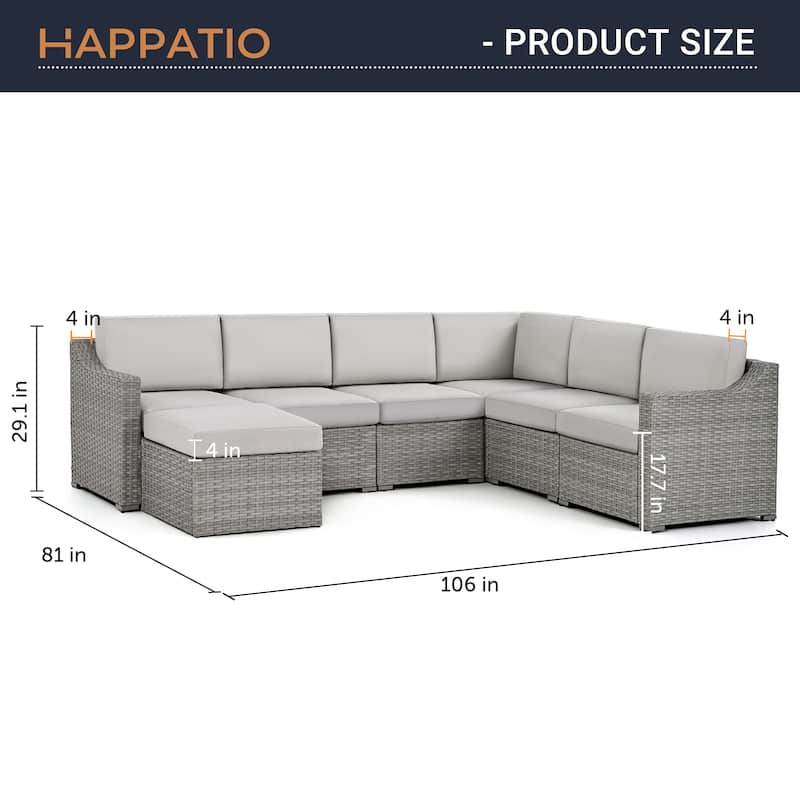 7 Piece Patio Sectional Conversation Set