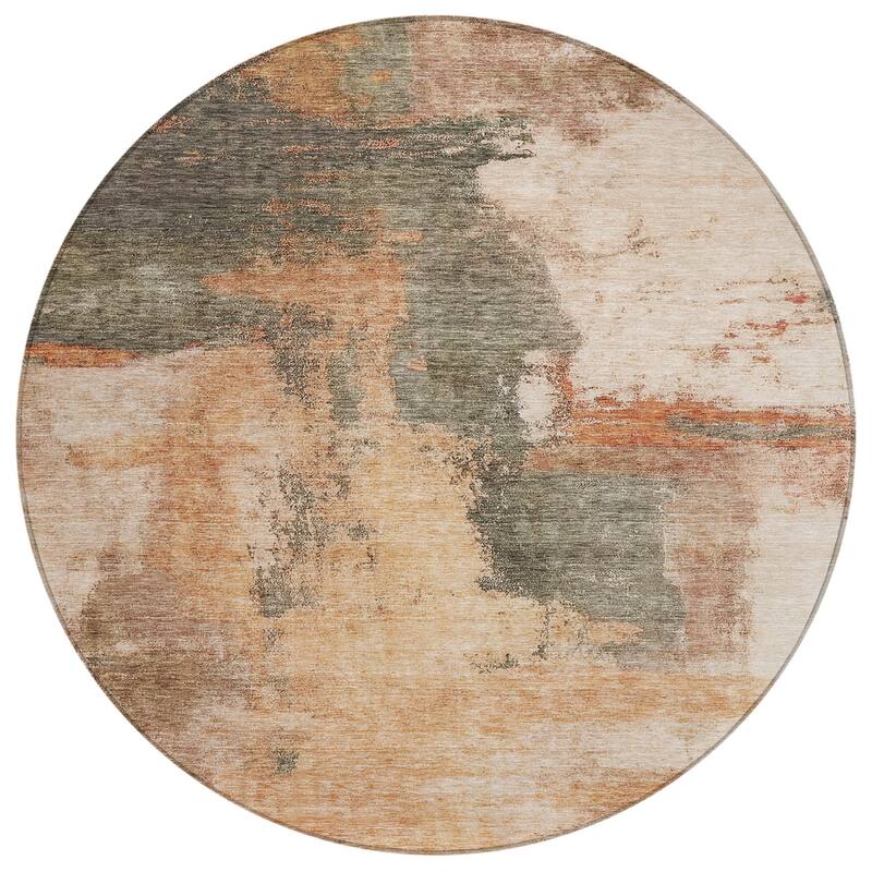 Machine Washable Indoor/ Outdoor Contemporary Abstract Chantille Rug