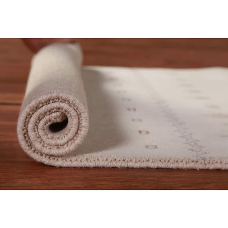 Gabbeh Indian Accent Rug Handmade Beige Tribal Wool Carpet - 2'0" x 3'0" - 2'0" x 3'0" - Ivory/Beige