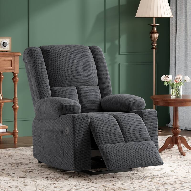 Power Lift Recliner Chair, Lounge Chaise Chair with Heat Functions, Massage Chair with USB Ports & Cup Holders