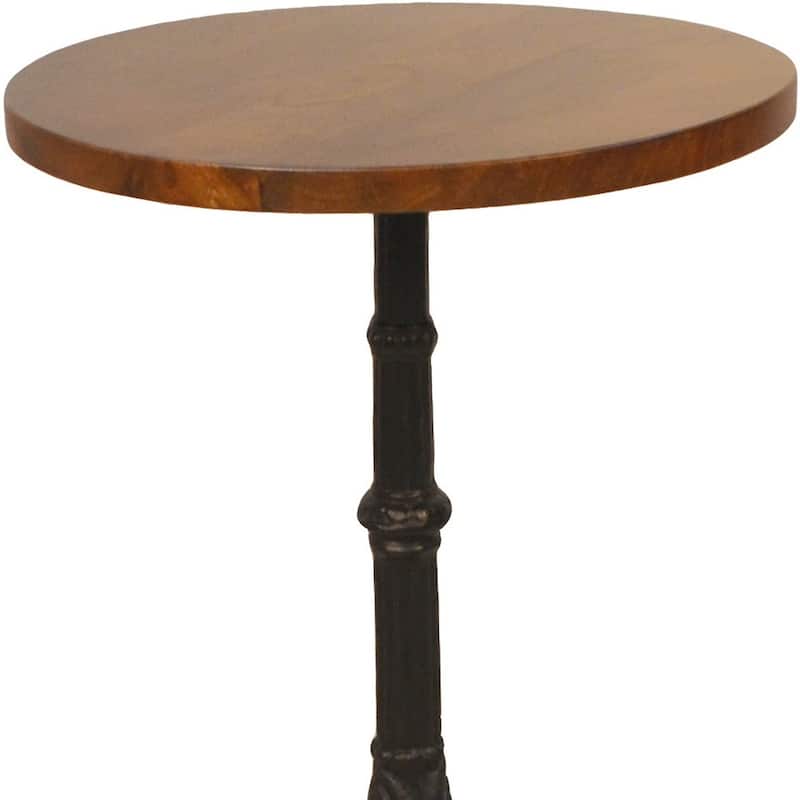 HomeRoots 28" Black And Wood Brown Solid Wood And Iron Round End Table - 28