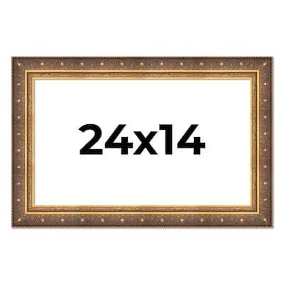 24x14 Frame Vintage Gold Solid Wood Picture Frame | 2.5 Inch Moulding