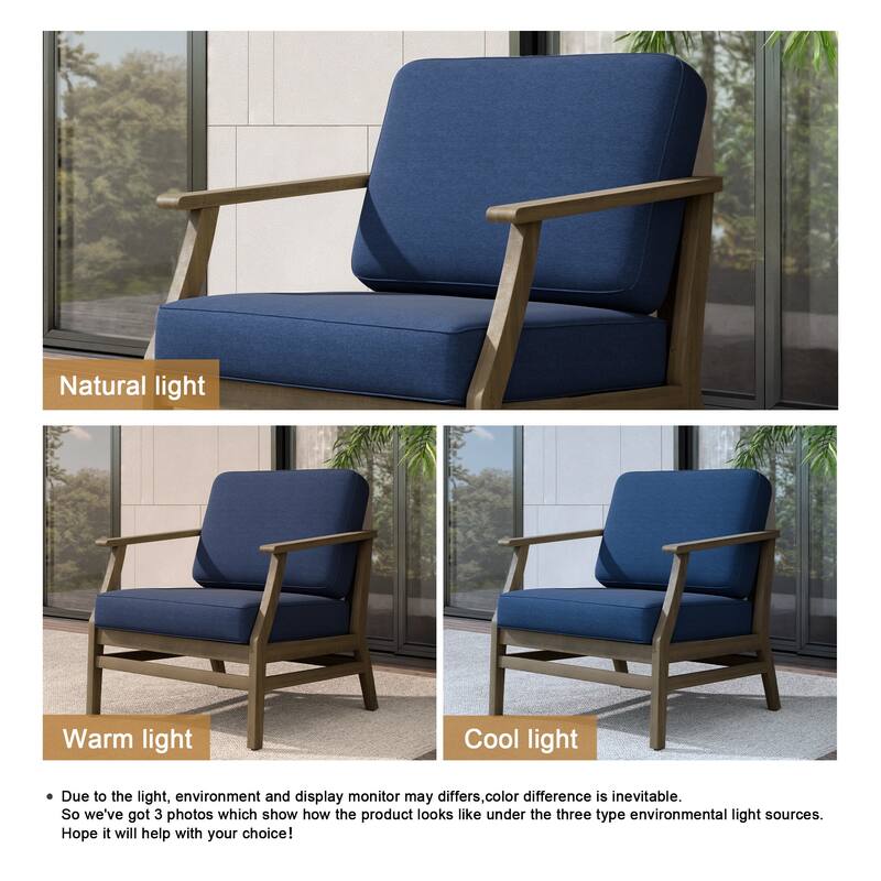 Teak Outdoor Patio Club Chairs Loveseat with Cushions