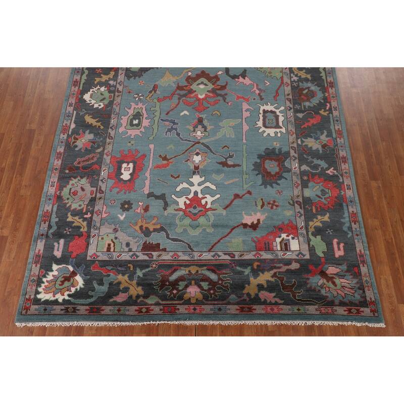 All-Over Oushak Oriental Area Rug Hand-Knotted Wool Carpet - 8'4" x 9'9"