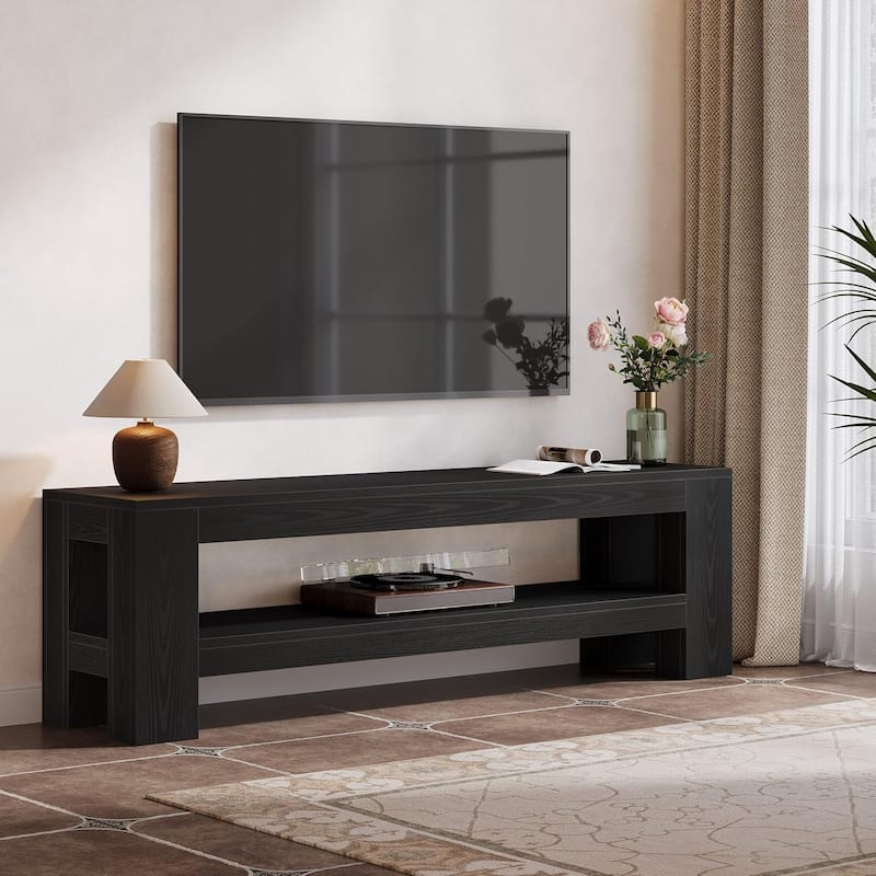 TV Stand, Media Console with Storage Shelves, Entertainment Center Television Console Accent Cabinet for Living Room, Bedroom - Black