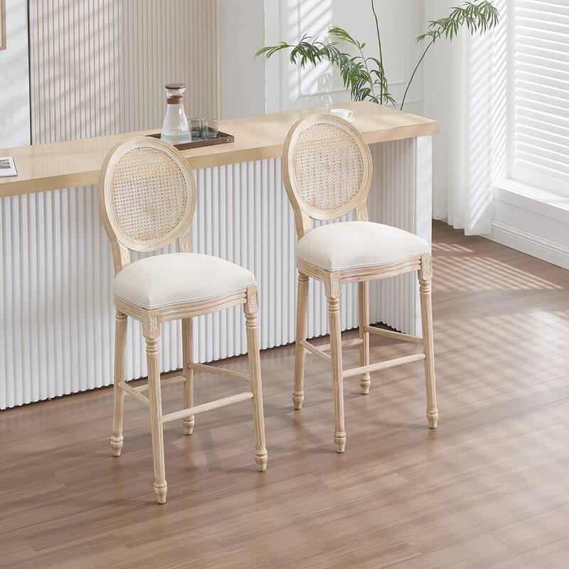 2PCS Rattan Counter Height Dining Chair - Natural