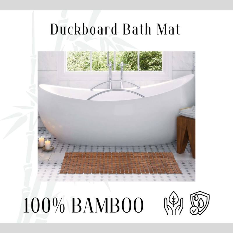 Natural Bamboo Bathroom Mat - Non Slip Bath Mat -Foldable Duckboard