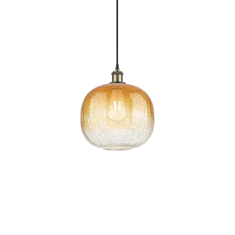 Innovations Lighting 516-1P-12-11 Brookhaven Sphere Pendant Brookhaven - Black Antique Brass / Amber