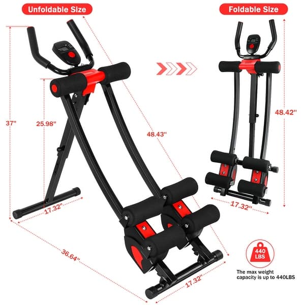 Verstelbare Ab Machine – Opvouwbaar, 2 Hellingen En 5 Hoogtes, Tot 100 Kg, Met LED-display, Voor Thuisgebruik (blauw)