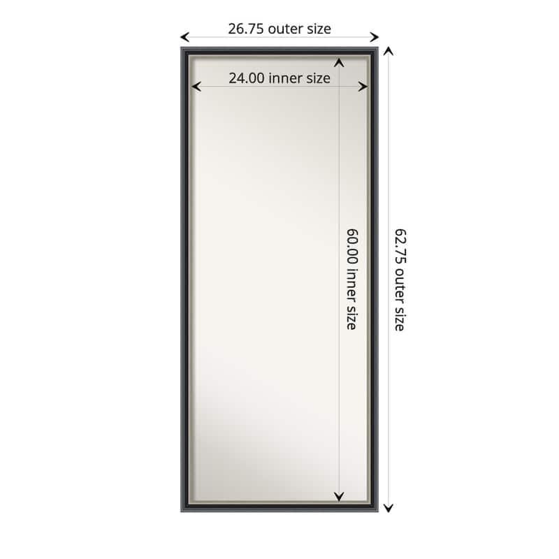 Theo Black Silver Non-Beveled Wood Framed Full-Length Floor Leaner Mirror - Theo Black Silver - Glass Size 24x60
