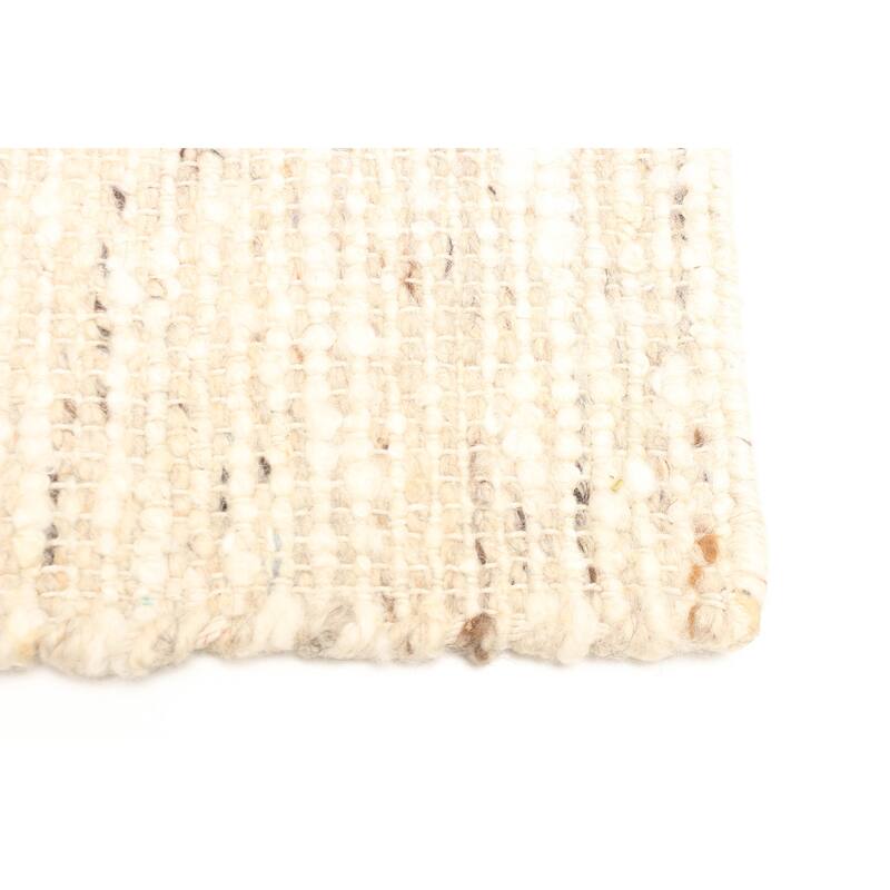 ECARPETGALLERY Braid weave Sienna Beige, Cream Wool Rug - 5'0 x 7'10