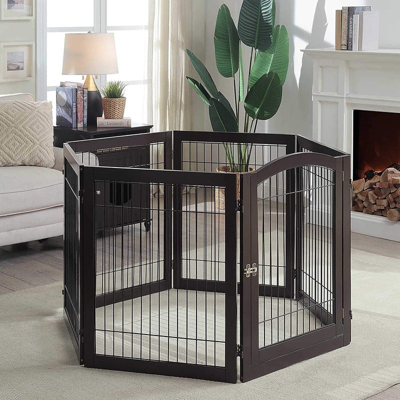 Unipaws Pet Playpen for Dogs, Freestanding 6 Panels Dog Gate