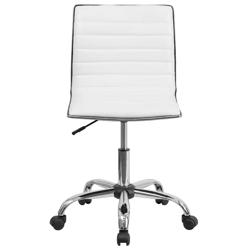 Low Back Designer Armless Ribbed Swivel Task Office Chair