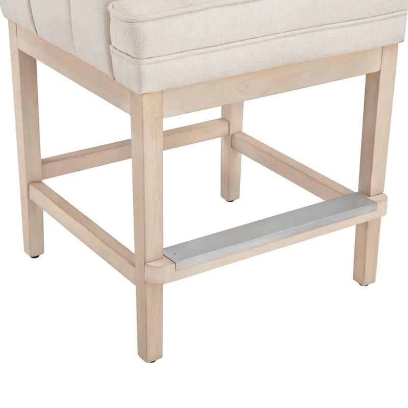 27.2" Modern Upholstered Solid Wood Shelf Counter Height Bar Stool - 22.4" W x 20.6" D x 40.2" H