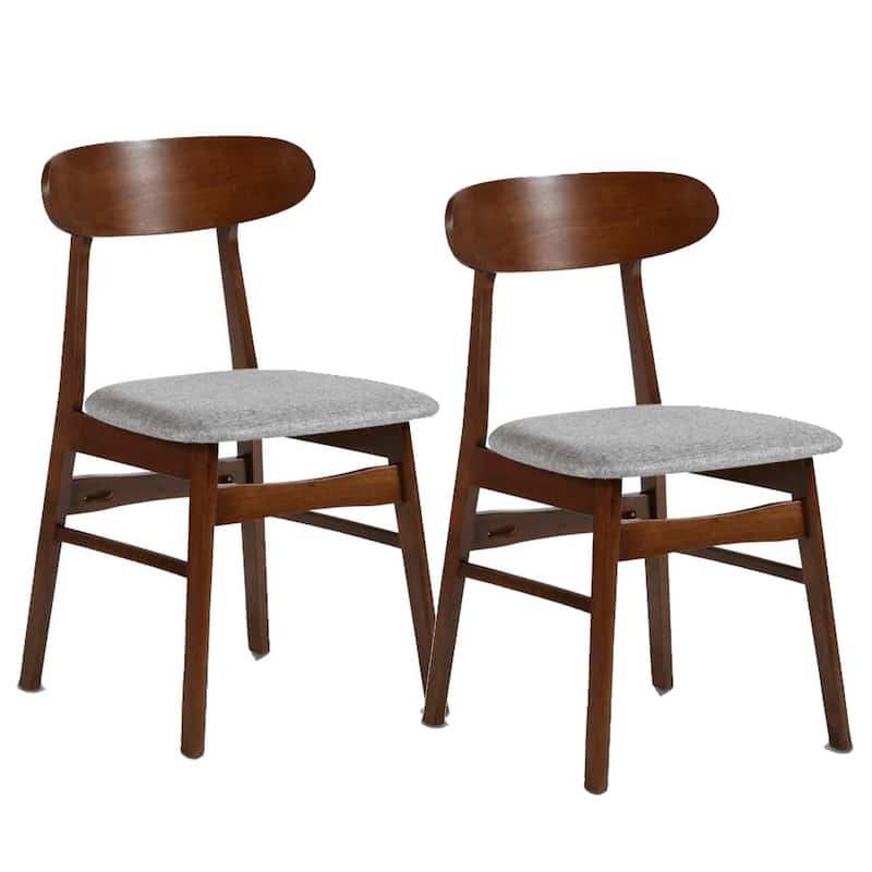 Dark Brown/Gray Polyester Upholstered Wood Frame Dining Chair, Set of 2, Sturdy Dining Chair for Dining Rooms - 17.5