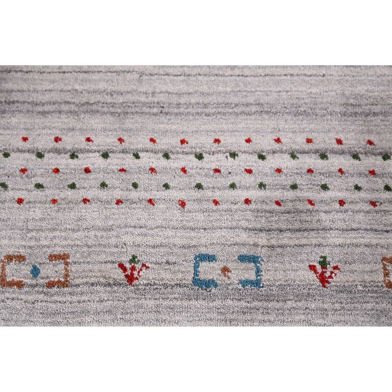 Hand Knotted Oriental 100% Wool Carpet Tribal Animal Pictorial Greys & Charcoal Gabbeh Area Rug - 9' 10'' X 7' 10''