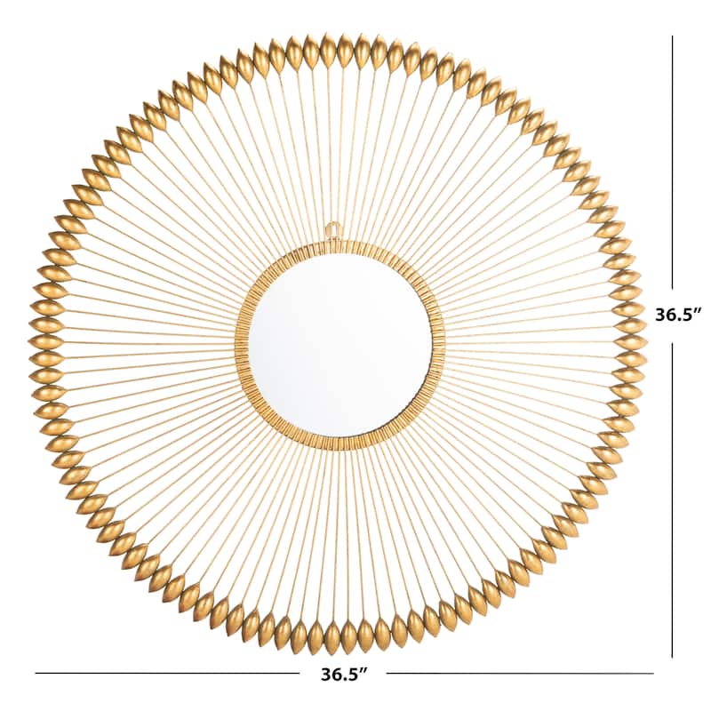 SAFAVIEH Abbey Gold 37-inch Round Decorative Mirror - 36.5" x 1" x 36.5"