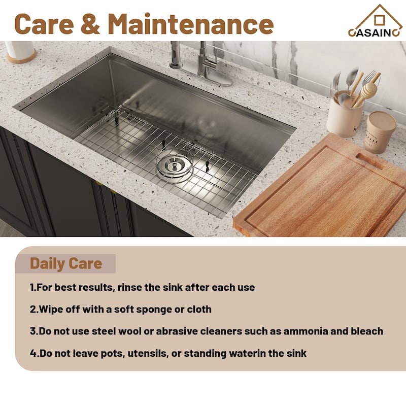 Undermount Single Bowl 18 Gauge Brushed Stainless Steel Workstation Kitchen Sink with Sliding-Accessories